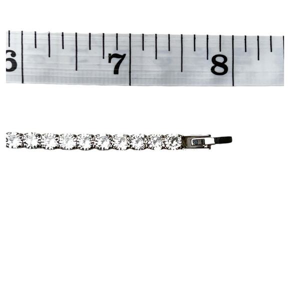 Rhinestone Tennis Bracelets Lot Of 2 Clear Sparkle Silver Tone Classic - Picture 8 of 9